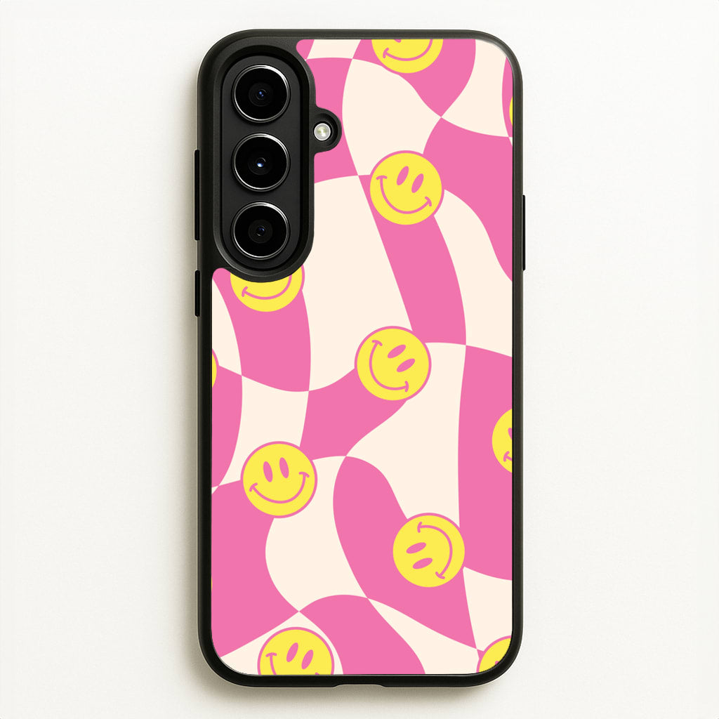 Smiley Checkboard - Trippy Patterns  - Trippy Patterns Phone Case for Galaxy A56