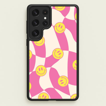 Smiley Checkboard - Trippy Patterns  - Trippy Patterns Phone Case for Galaxy S22 Ultra