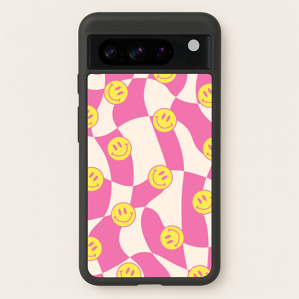 Smiley Checkboard - Trippy Patterns  - Trippy Patterns Phone Case for Google Pixel 8 Pro