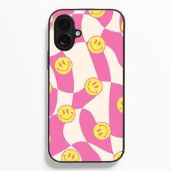 Smiley Checkboard - Trippy Patterns  - Trippy Patterns Phone Case for iPhone 16 Plus