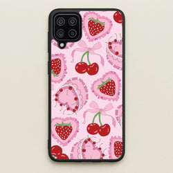 Cherries, Strawberries And Cake - Valentine's Day  - Valentine's Day Phone Case for Galaxy A12