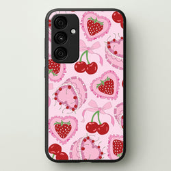 Cherries, Strawberries And Cake - Valentine's Day  - Valentine's Day Phone Case for Galaxy A35