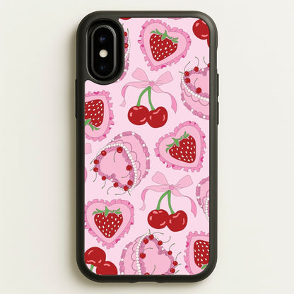 Cherries, Strawberries And Cake - Valentine's Day  - Valentine's Day Phone Case for iPhone X / XS