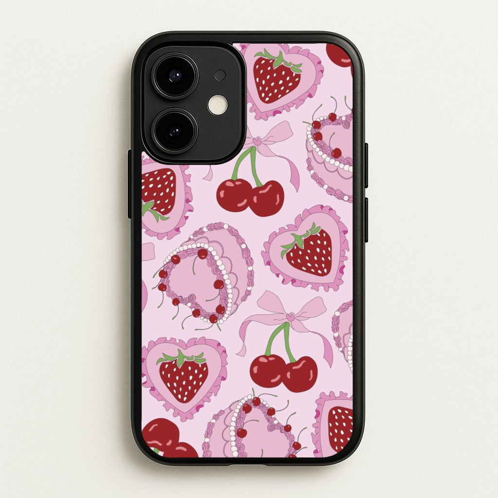 Cherries, Strawberries And Cake - Valentine's Day  - Valentine's Day Phone Case for iPhone 12 / 12 Pro