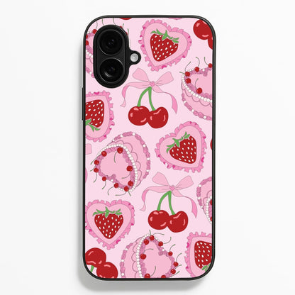 Cherries, Strawberries And Cake - Valentine's Day  - Valentine's Day Phone Case for iPhone 16 Plus
