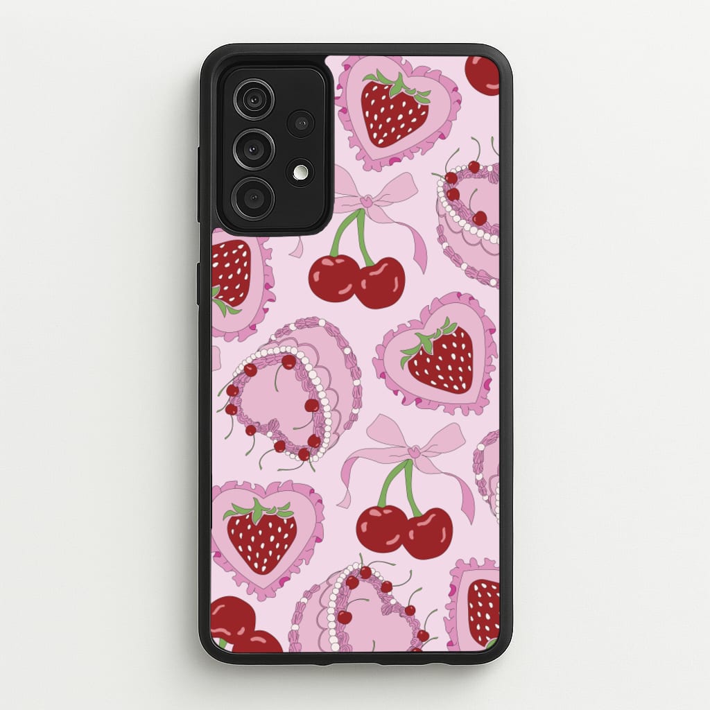 Cherries, Strawberries And Cake - Valentine's Day  - Valentine's Day Phone Case for Galaxy A52 / A52s