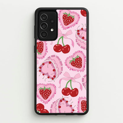 Cherries, Strawberries And Cake - Valentine's Day  - Valentine's Day Phone Case for Galaxy A52 / A52s