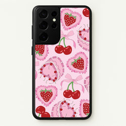 Cherries, Strawberries And Cake - Valentine's Day  - Valentine's Day Phone Case for Galaxy S21 Ultra