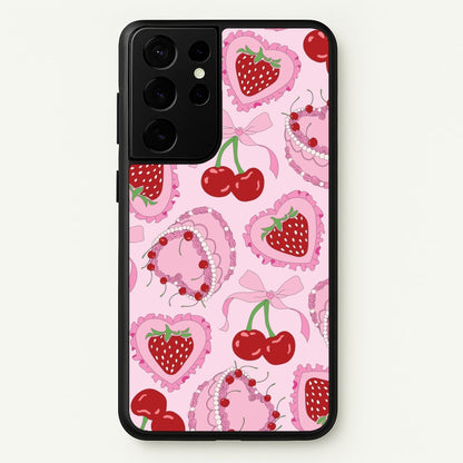 Cherries, Strawberries And Cake - Valentine's Day  - Valentine's Day Phone Case for Galaxy S21 Ultra
