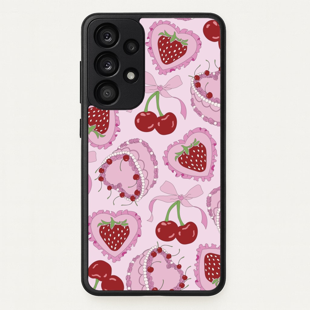 Cherries, Strawberries And Cake - Valentine's Day  - Valentine's Day Phone Case for Galaxy A53