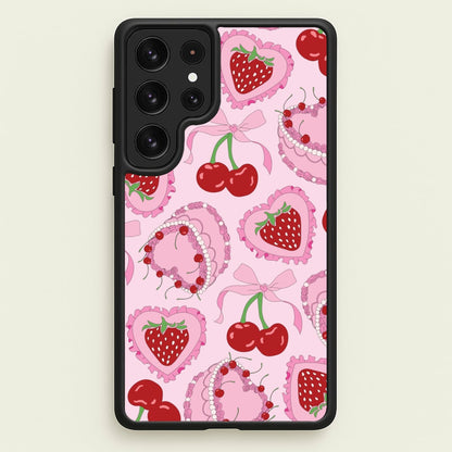 Cherries, Strawberries And Cake - Valentine's Day  - Valentine's Day Phone Case for Galaxy S22 Ultra