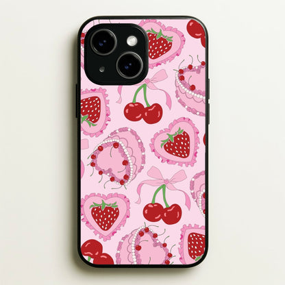 Cherries, Strawberries And Cake - Valentine's Day  - Valentine's Day Phone Case for iPhone 15 Plus
