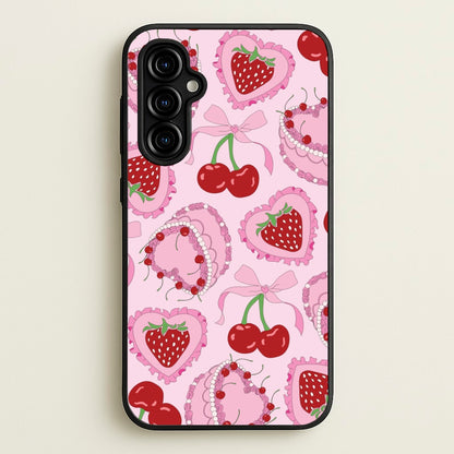 Cherries, Strawberries And Cake - Valentine's Day  - Valentine's Day Phone Case for Galaxy A54
