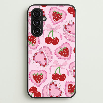 Cherries, Strawberries And Cake - Valentine's Day  - Valentine's Day Phone Case for Galaxy S23FE