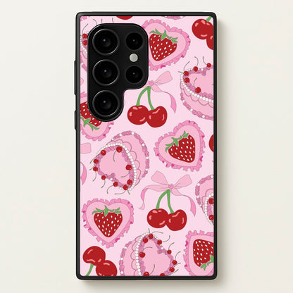 Cherries, Strawberries And Cake - Valentine's Day  - Valentine's Day Phone Case for Galaxy S24 Ultra