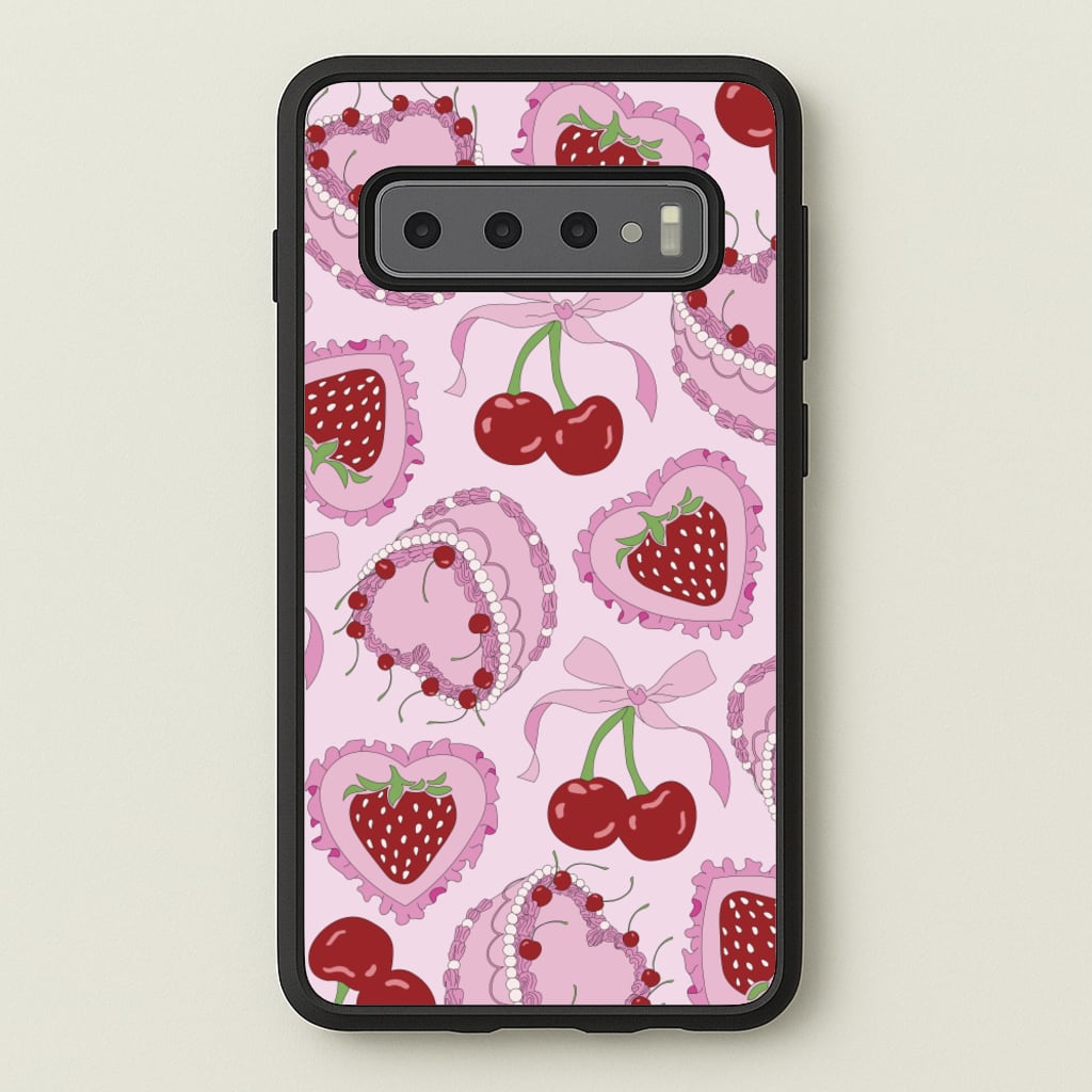 Cherries, Strawberries And Cake - Valentine's Day  - Valentine's Day Phone Case for Galaxy S10