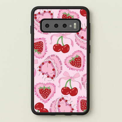 Cherries, Strawberries And Cake - Valentine's Day  - Valentine's Day Phone Case for Galaxy S10