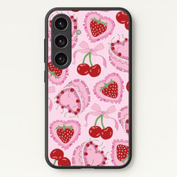 Cherries, Strawberries And Cake - Valentine's Day  - Valentine's Day Phone Case for Galaxy S24FE
