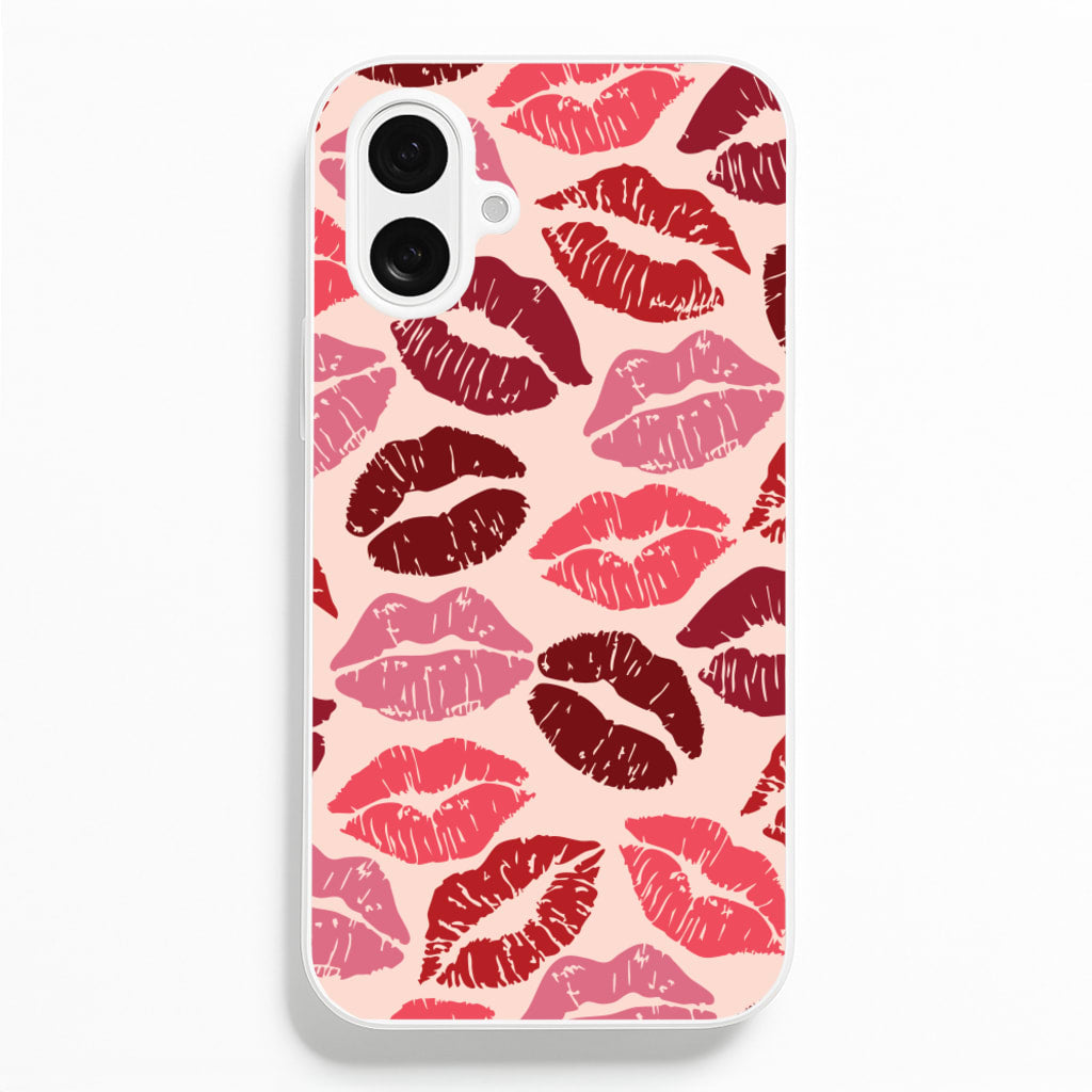 Valentine's Lips Pattern  - Valentine's Day Phone Case for iPhone 16 Plus