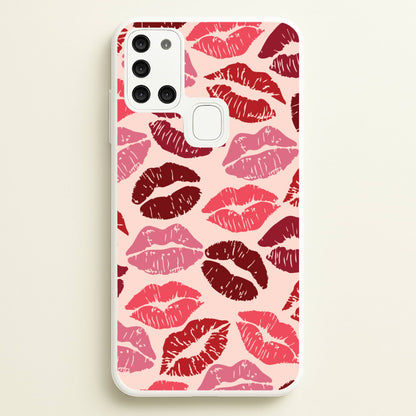 Valentine's Lips Pattern  - Valentine's Day Phone Case for Galaxy A21s