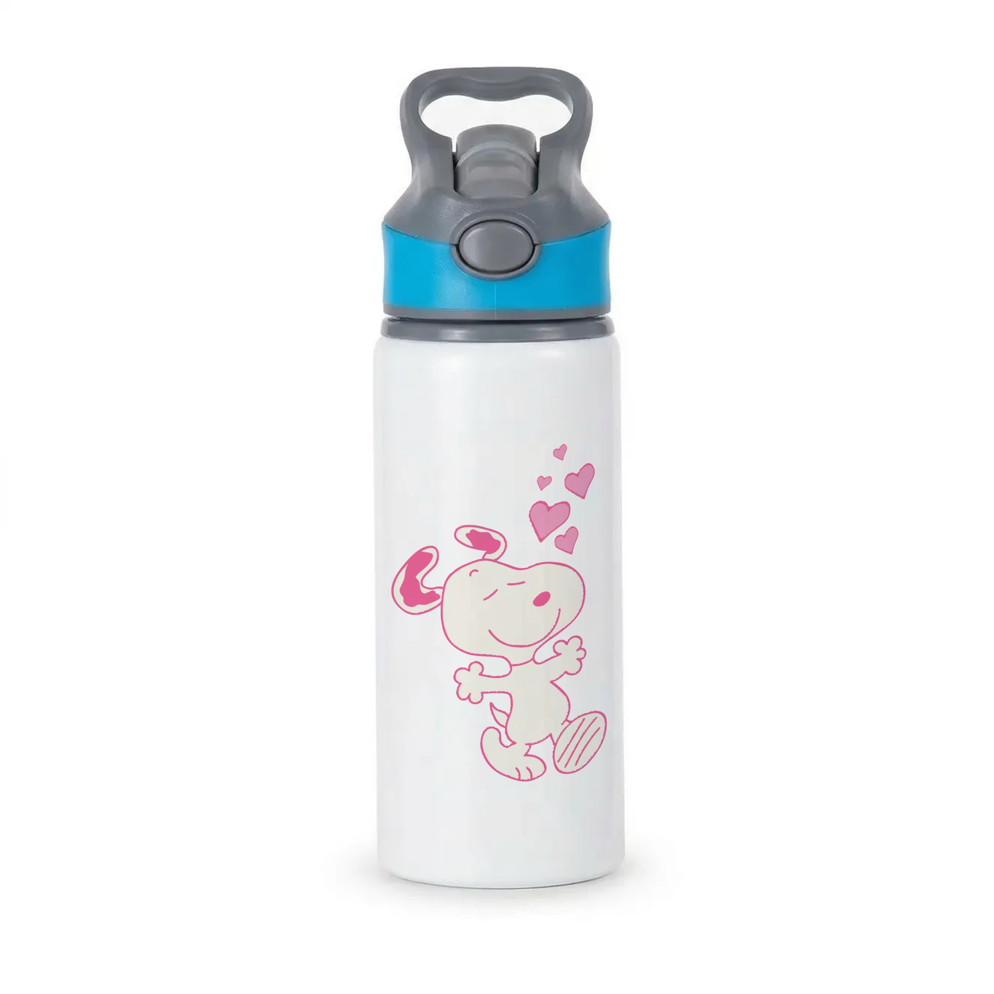 Cartoon Beagle Valentine Hearts Pattern Active Water Bottle - Blue