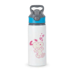 Cartoon Beagle Valentine Hearts Pattern Active Water Bottle - Blue