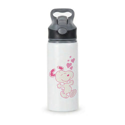 Cartoon Beagle Valentine Hearts Pattern Active Water Bottle - Black