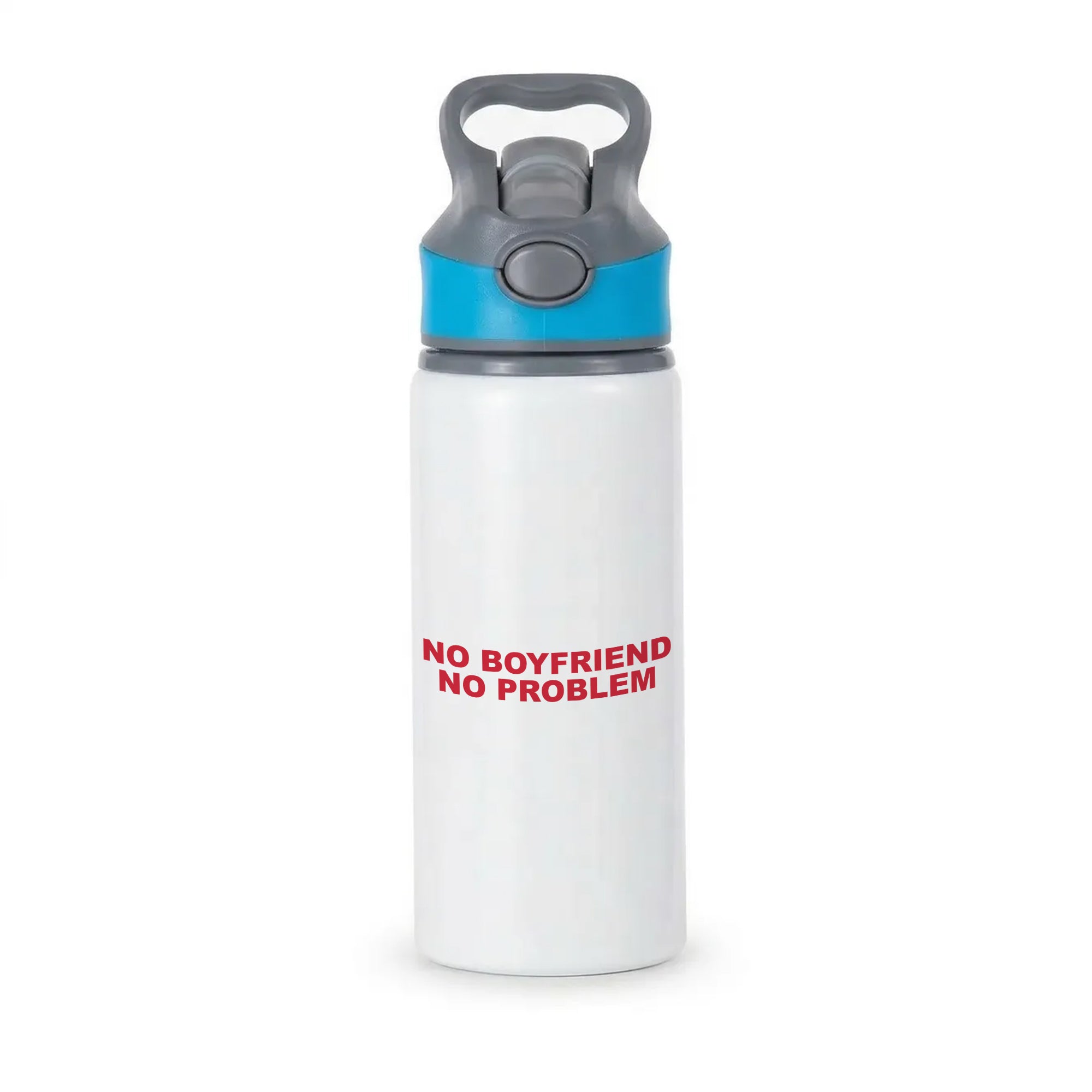 No Boyfriend No Problem Active Water Bottle - Blue
