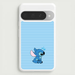 Blue Hearts Alien Blue Valentine's Phone Case for Google Pixel 10 Pro XL