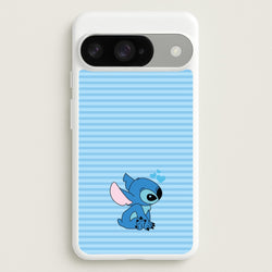 Blue Hearts Alien Blue Valentine's Phone Case for Google Pixel 10 / 10 Pro