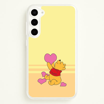 Pooh Love Heart Balloons Valentine's  - Disney Valentine's Phone Case for Galaxy S23