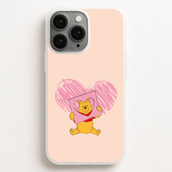 Pooh Heart Drawing Valentine's  - Disney Valentine's Phone Case for iPhone 16 Pro Max