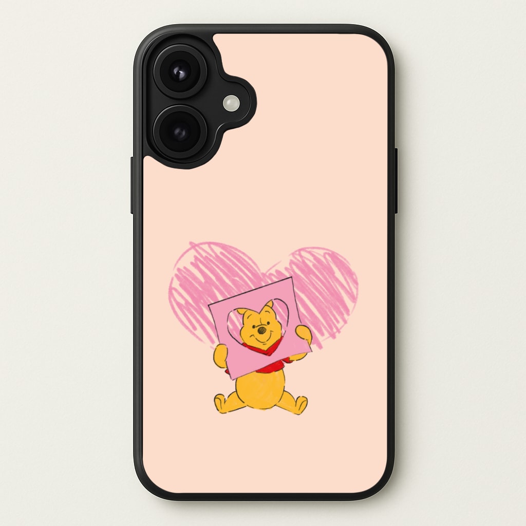 Pooh Heart Drawing Valentine's Phone Case for iPhone 17