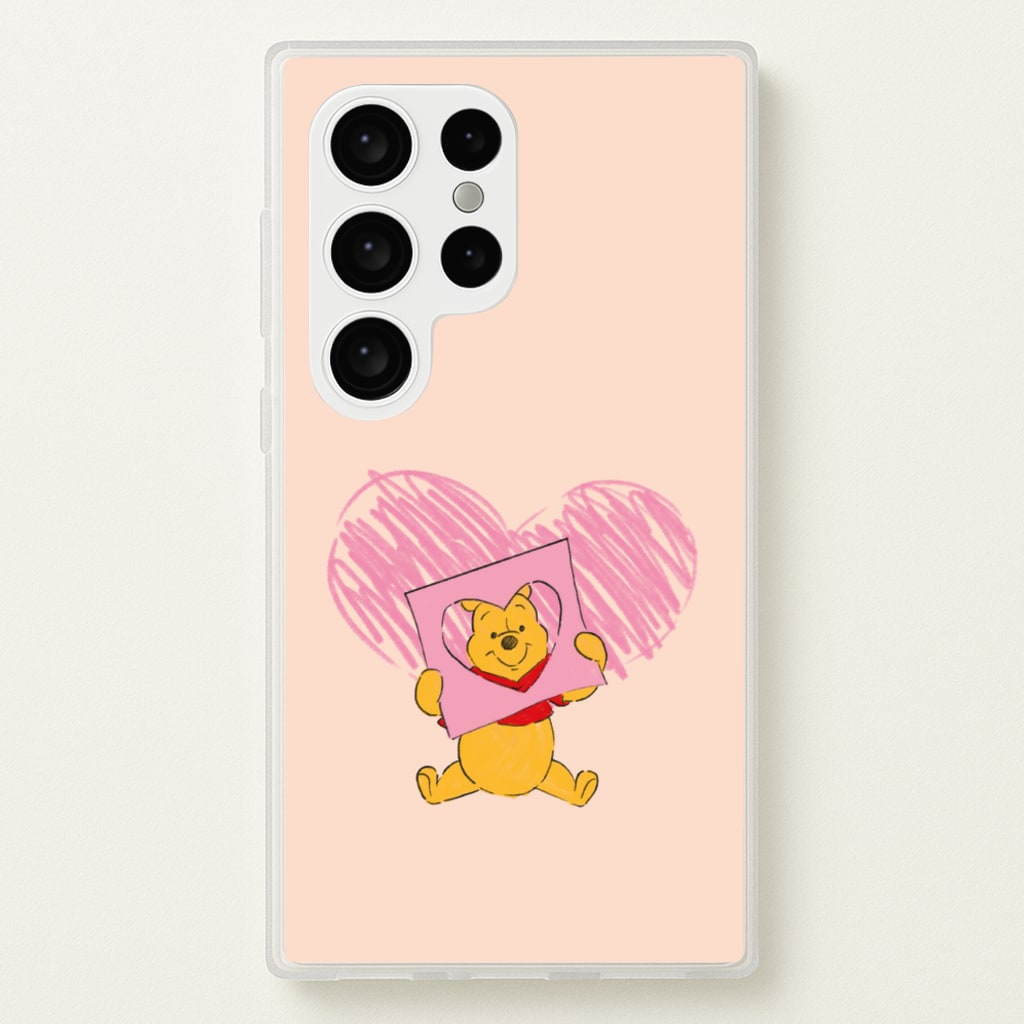 Pooh Heart Drawing Valentine's  - Disney Valentine's Phone Case for Galaxy S24 Ultra