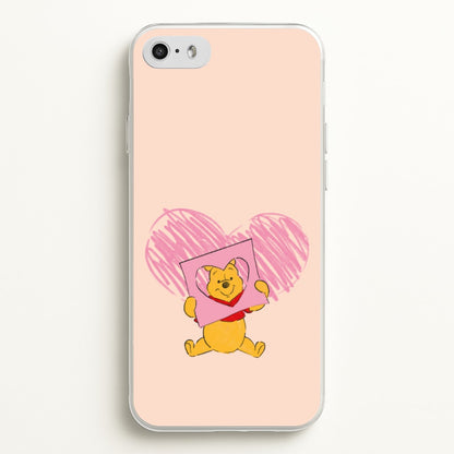 Pooh Heart Drawing Valentine's  - Disney Valentine's Phone Case for iPhone 5 / 5s / SE 2016