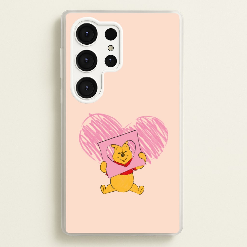 Pooh Heart Drawing Valentine's  - Disney Valentine's Phone Case for Galaxy S25 Ultra