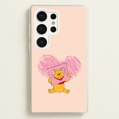 Pooh Heart Drawing Valentine's  - Disney Valentine's Phone Case for Galaxy S25 Ultra