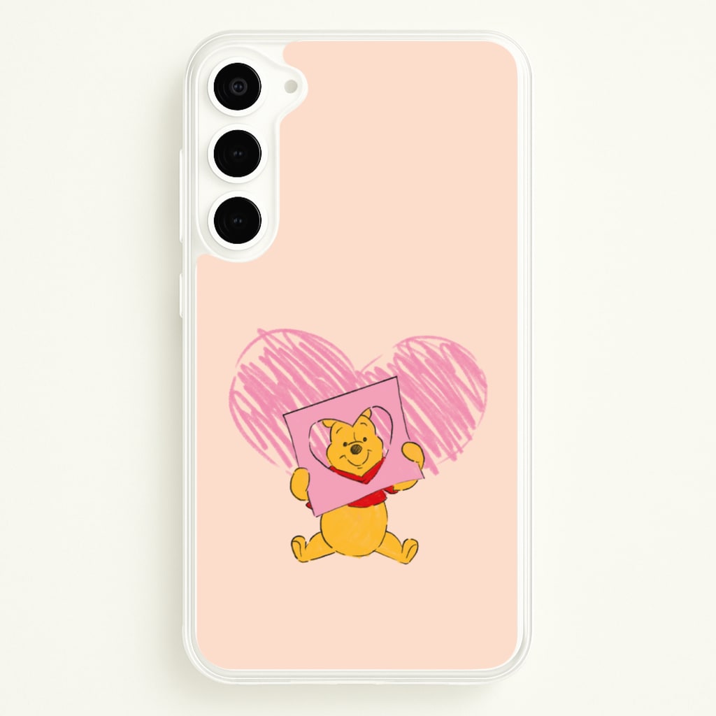 Pooh Heart Drawing Valentine's  - Disney Valentine's Phone Case for Galaxy S23