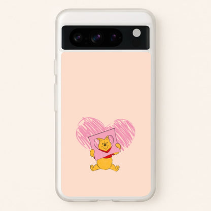 Pooh Heart Drawing Valentine's  - Disney Valentine's Phone Case for Google Pixel 8 Pro