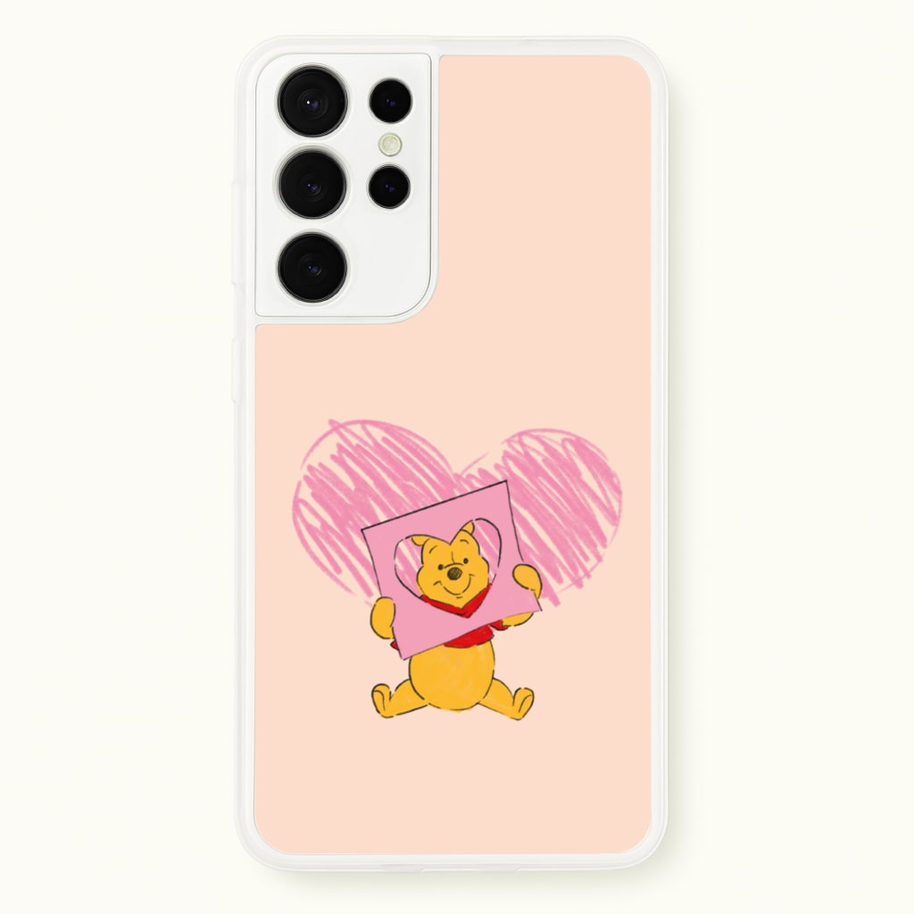 Pooh Heart Drawing Valentine's  - Disney Valentine's Phone Case for Galaxy S21 Ultra