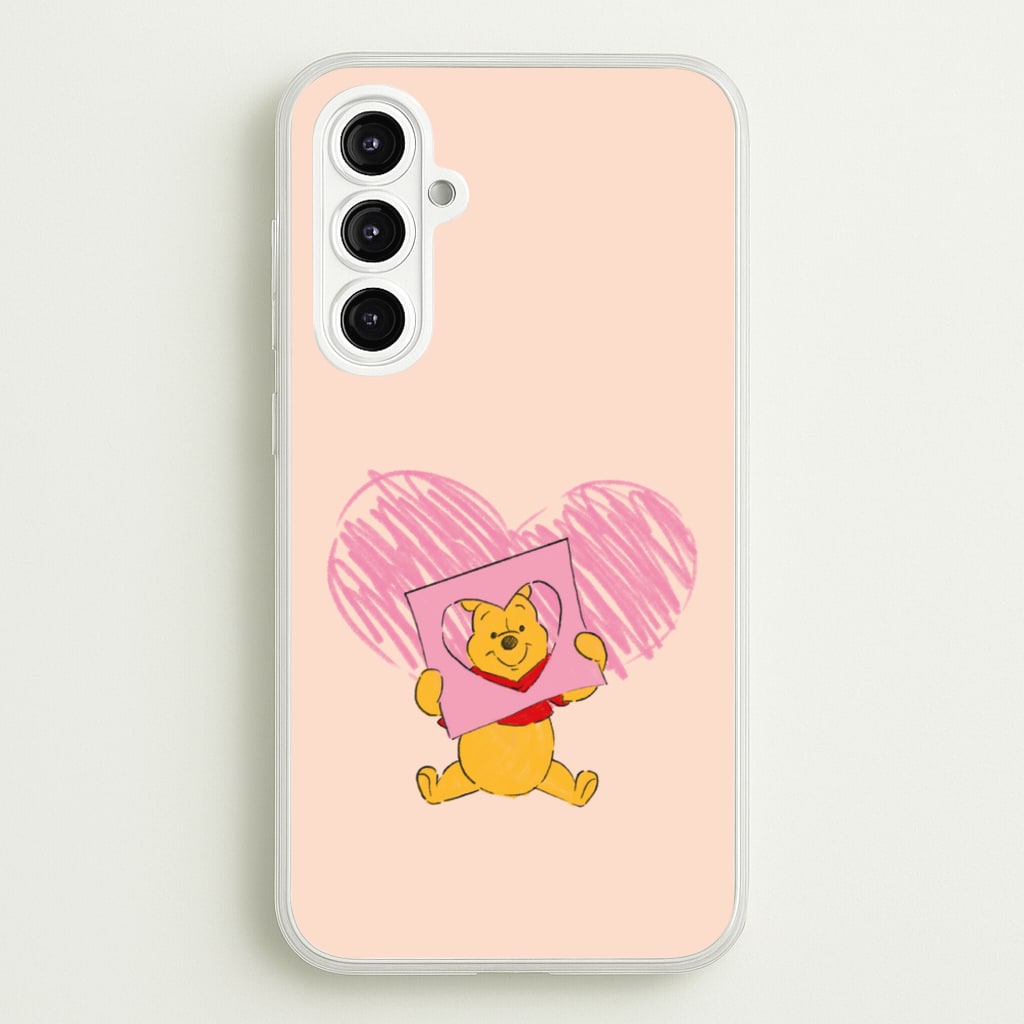 Pooh Heart Drawing Valentine's  - Disney Valentine's Phone Case for Galaxy A16