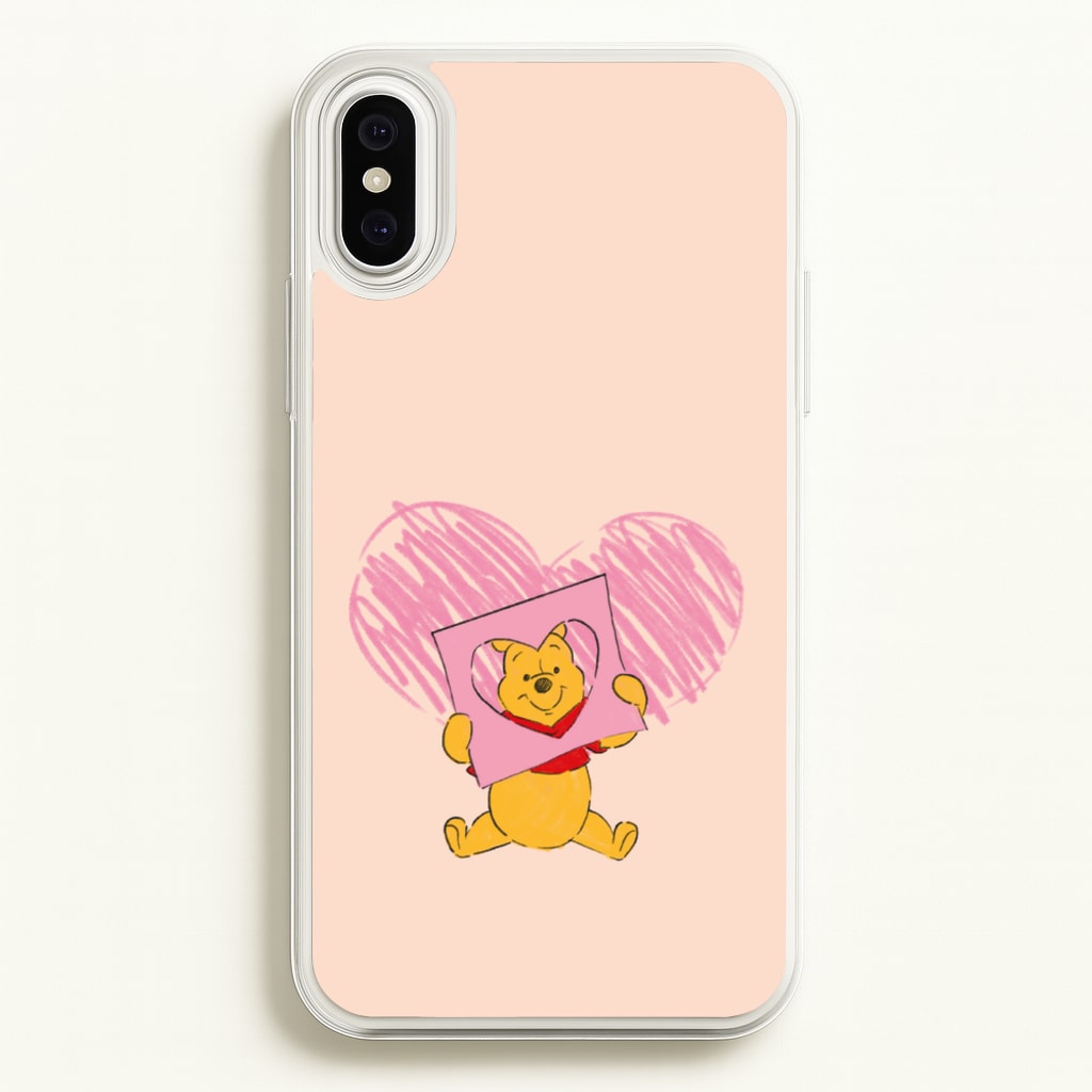 Pooh Heart Drawing Valentine's  - Disney Valentine's Phone Case for iPhone XS Max