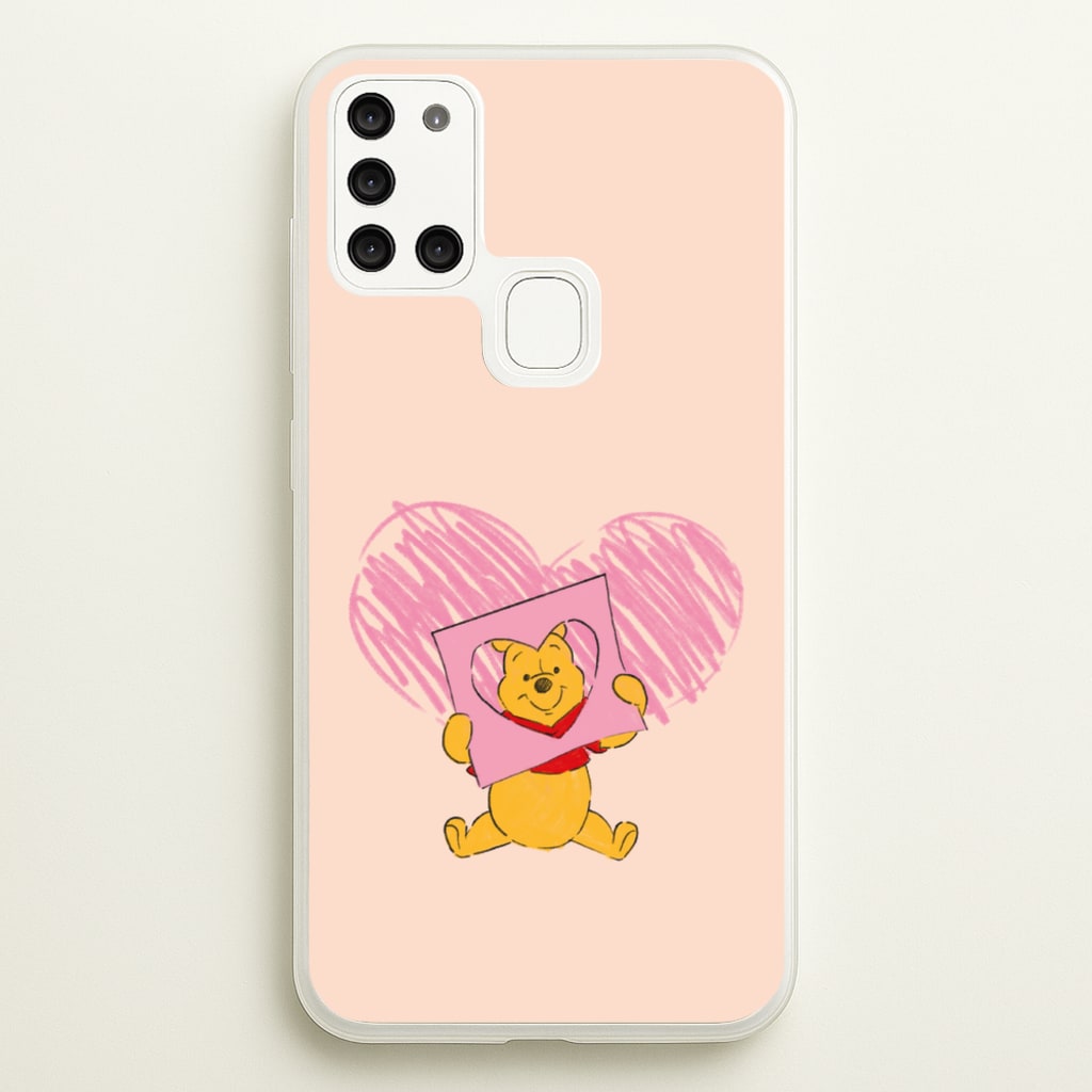 Pooh Heart Drawing Valentine's  - Disney Valentine's Phone Case for Galaxy A21s