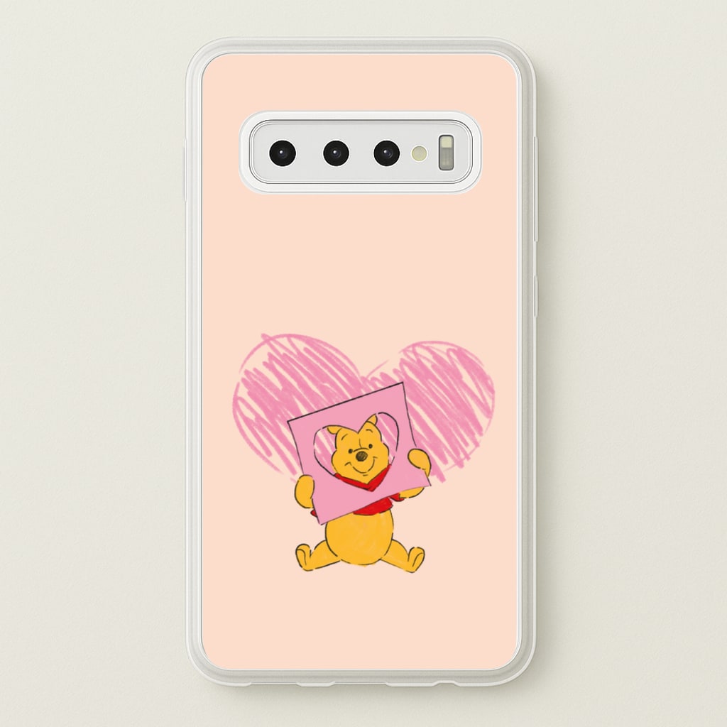 Pooh Heart Drawing Valentine's  - Disney Valentine's Phone Case for Galaxy S10