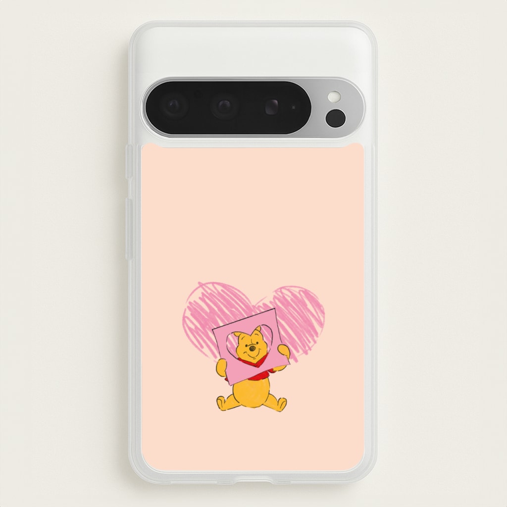 Pooh Heart Drawing Valentine's  - Disney Valentine's Phone Case for Google Pixel 9 Pro XL