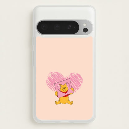 Pooh Heart Drawing Valentine's  - Disney Valentine's Phone Case for Google Pixel 9 Pro XL