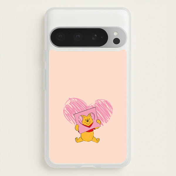 Pooh Heart Drawing Valentine's  - Disney Valentine's Phone Case for Google Pixel 9 Pro XL
