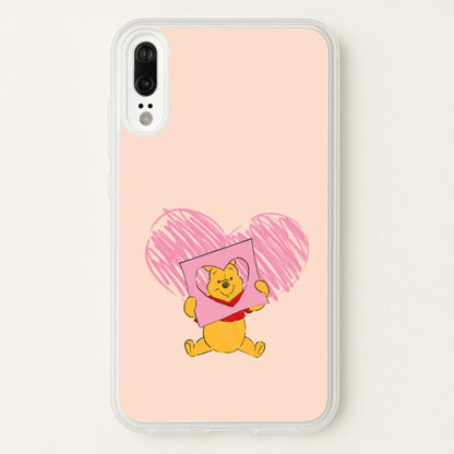 Pooh Heart Drawing Valentine's  - Disney Valentine's Phone Case for Huawei P20