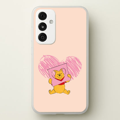 Pooh Heart Drawing Valentine's  - Disney Valentine's Phone Case for Galaxy A35