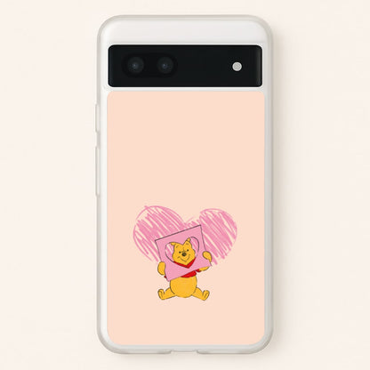 Pooh Heart Drawing Valentine's  - Disney Valentine's Phone Case for Google Pixel 7a
